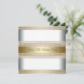 Vrouwen Goud 50ste Verjaardag Party Kaart (Staand voorkant)