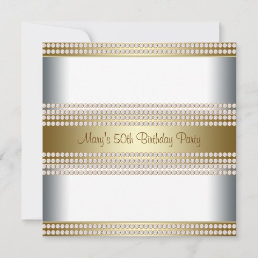 Vrouwen Goud 50ste Verjaardag Party Kaart (Voorkant)