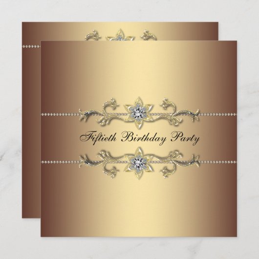 Vrouwen Goud 50ste Verjaardag Uitnodiging (Voorkant / Achterkant)