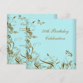 Vrouwen Goud Blauwgroen Vlinder Elegant 50ste Verj Kaart (Voorkant / Achterkant)