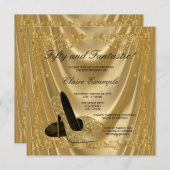 Vrouwen Goud Hoge Hakken Verjaardagsfeest Satin Gl Kaart (Voorkant / Achterkant)