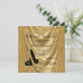 Vrouwen Goud Hoge Hakken Verjaardagsfeest Satin Gl Kaart (Staand voorkant)
