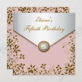 Vrouwen Goud Roze Vrouwen 50ste Verjaardagsfeest Kaart (Voorkant / Achterkant)