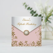 Vrouwen Goud Roze Vrouwen 50ste Verjaardagsfeest Kaart (Staand voorkant)