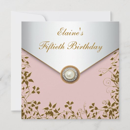 Vrouwen Goud Roze Vrouwen 50ste Verjaardagsfeest Kaart (Voorkant)