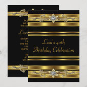 Vrouwen Goud Zwart 40ste Verjaardag Party Kaart (Voorkant / Achterkant)