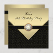 Vrouwen Goud Zwart 50ste Verjaardagsfeest Kaart (Voorkant / Achterkant)