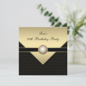 Vrouwen Goud Zwart 50ste Verjaardagsfeest Kaart (Staand voorkant)