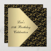 Vrouwen Goud Zwart Classy 50ste Verjaardagsfeest Kaart (Voorkant / Achterkant)