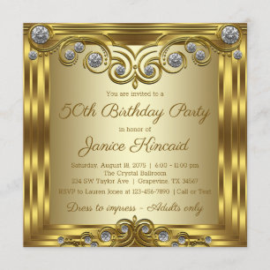 Vrouwen Gouden Diamanten Glam Verjaardagsfeest Kaart