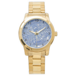 Vrouwen gouden horloge met blauw psychedelisch pat