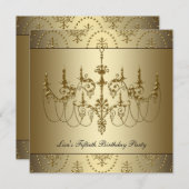 Vrouwen gouden kroonluchter 50ste verjaardag kaart (Voorkant / Achterkant)