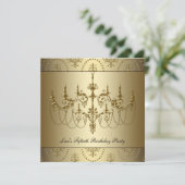 Vrouwen gouden kroonluchter 50ste verjaardag kaart (Staand voorkant)