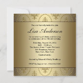 Vrouwen gouden kroonluchter 50ste verjaardag kaart (Achterkant)