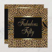 Vrouwen Gouden Luipaard Zebra 50ste Verjaardagsfee Kaart (Voorkant / Achterkant)