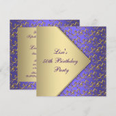 Vrouwen Gouden Paarse 50ste Verjaardagsfeest Kaart (Voorkant / Achterkant)
