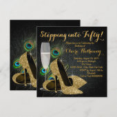 Vrouwen Gouden Pauw Verjaardagsfeest Kaart (Voorkant / Achterkant)