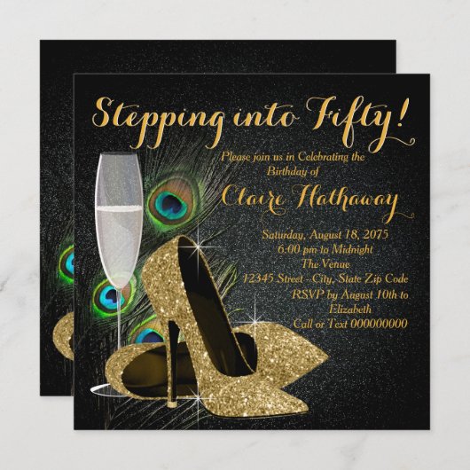 Vrouwen Gouden Pauw Verjaardagsfeest Kaart (Voorkant / Achterkant)