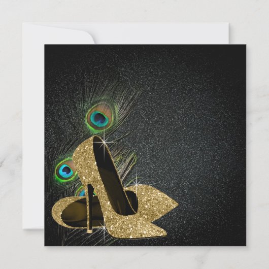 Vrouwen Gouden Pauw Verjaardagsfeest Kaart (Achterkant)