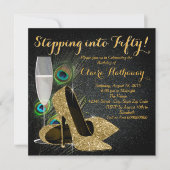 Vrouwen Gouden Pauw Verjaardagsfeest Kaart (Voorkant)