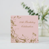 Vrouwen Gouden Roze Vlinder 50ste Verjaardag Kaart (Staand voorkant)