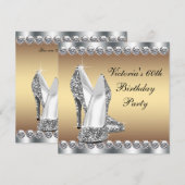 Vrouwen Gouden Verjaardag Kaart (Voorkant / Achterkant)