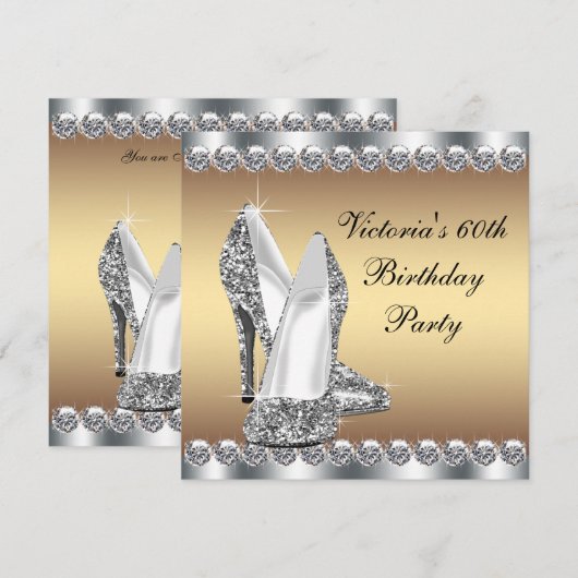 Vrouwen Gouden Verjaardag Kaart (Voorkant / Achterkant)