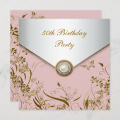 Vrouwen Gouden Vlinder 50ste Verjaardagsfeest Kaart (Voorkant / Achterkant)