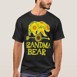 Vrouwen Grandma Beer Sunflower Moedervader familie T-shirt