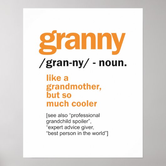 Vrouwen Granny Definition Grandma Gift Poster (Voorkant)
