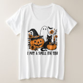 Vrouwen grappig Halloween Grote Maat T-shirt (Design voorkant)