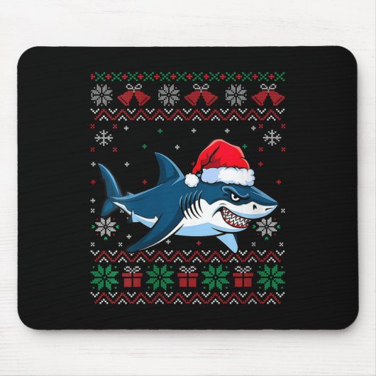 Vrouwen Grappig Lelijke Kerst Haai Kerstman Hoed L Muismat (Voorkant)
