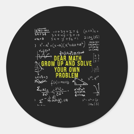 Vrouwen Grappig Lieve Wiskunde opgroeien en oploss Ronde Sticker (Voorkant)