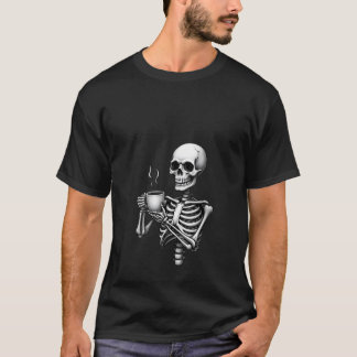 Vrouwen Grappig Skeleton Design voor Koffie en The T-shirt