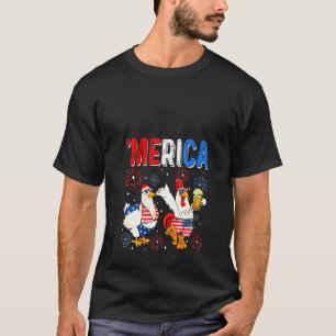 Vrouwen Grappige Kip 4e Juli Bier Drinken Ame T-shirt