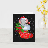 Vrouwen Grappige Olifant in Kerstmis Sokken Santa  Kaart (Gele Bloem)