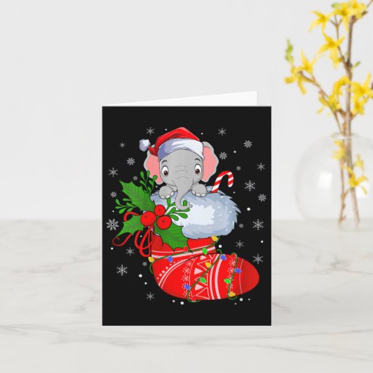 Vrouwen Grappige Olifant in Kerstmis Sokken Santa Kaart (Gele Bloem)