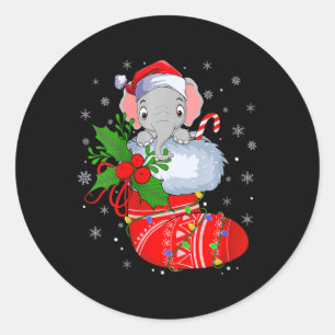 Vrouwen Grappige Olifant in Kerstmis Sokken Santa  Ronde Sticker
