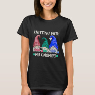 Vrouwen Grappige tekst breien met mijn kabouters v T-shirt