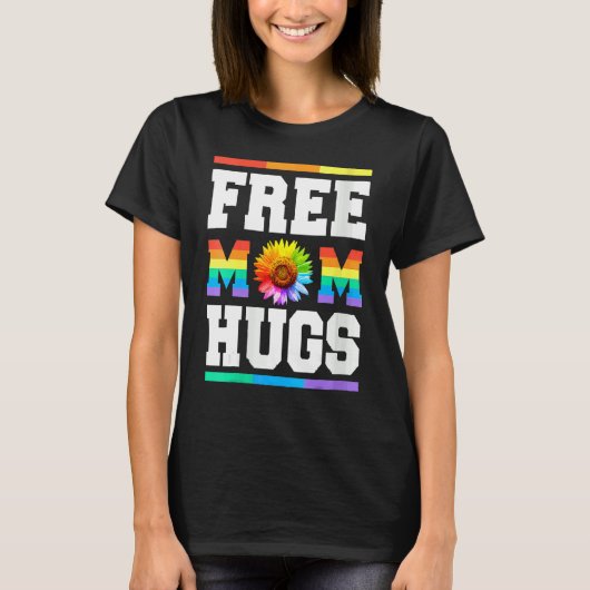 Vrouwen Gratis Moeder Knuffels Pride LGBT V Hals T-shirt (Voorkant)