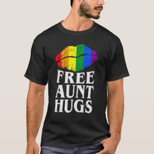 Vrouwen Gratis Tante Hugs Lips Rainbow LGBT Gay Pr T-shirt