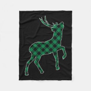 Vrouwen Green Black Buffalo Plaid Deer Reinapparel Fleece Deken