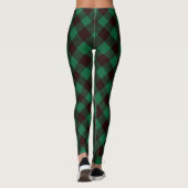 Vrouwen Green Black Diamond Plaid Leggings (Achterkant)
