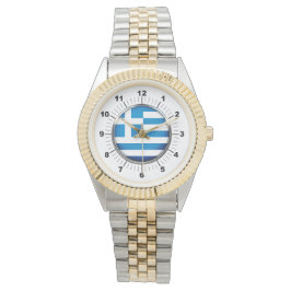 Vrouwen Griekenland Vlag Two-Tone Armband horloge