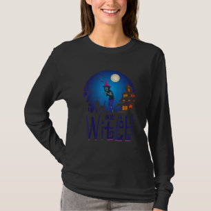 Vrouwen griezelige Halloween hart bezem heks T-shirt