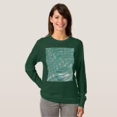 Vrouwen groene psychedelische lange mouw T-Shirt (Voorkant volledig)