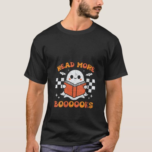 Vrouwen Groovy Ghost Lees meer Boeken Funny Teache T-shirt (Voorkant)