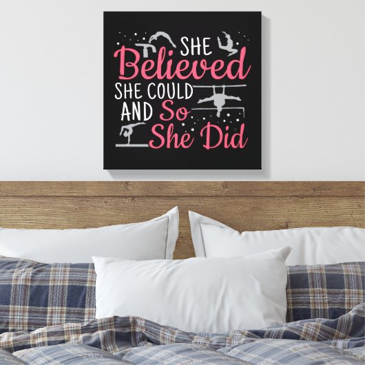 Vrouwen gymnastiek - ze geloofde dat ze kon canvas afdruk (Insitu (Slaapkamer))