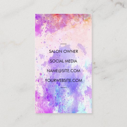 Vrouwen Hair Salon Logo | Waterverf Artistiek Visitekaartje (Achterkant)