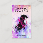 Vrouwen Hair Salon Logo | Waterverf Artistiek Visitekaartje (Voorkant)